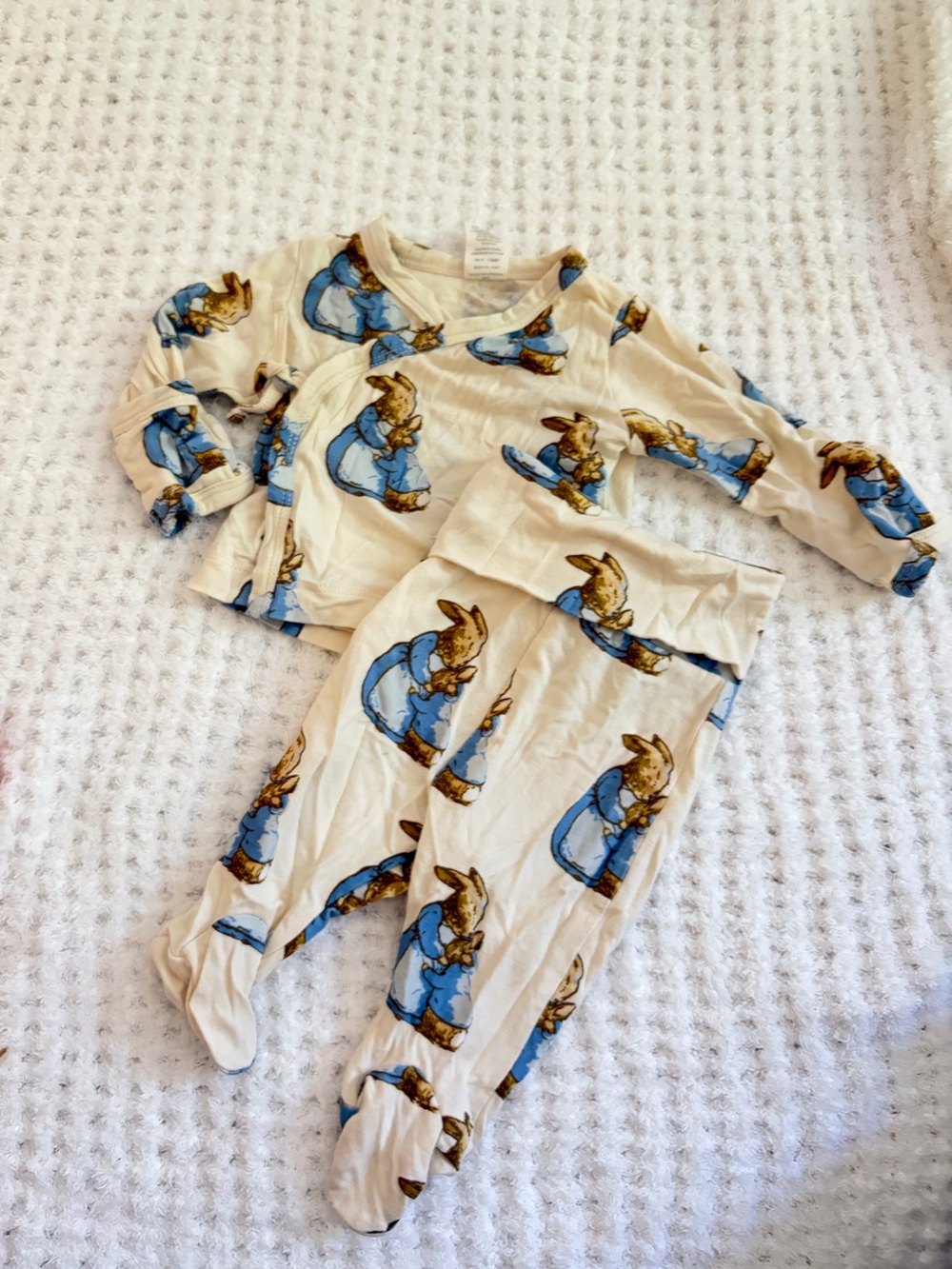 kate quinn Cream Pajama Set with Blue Bunny Print